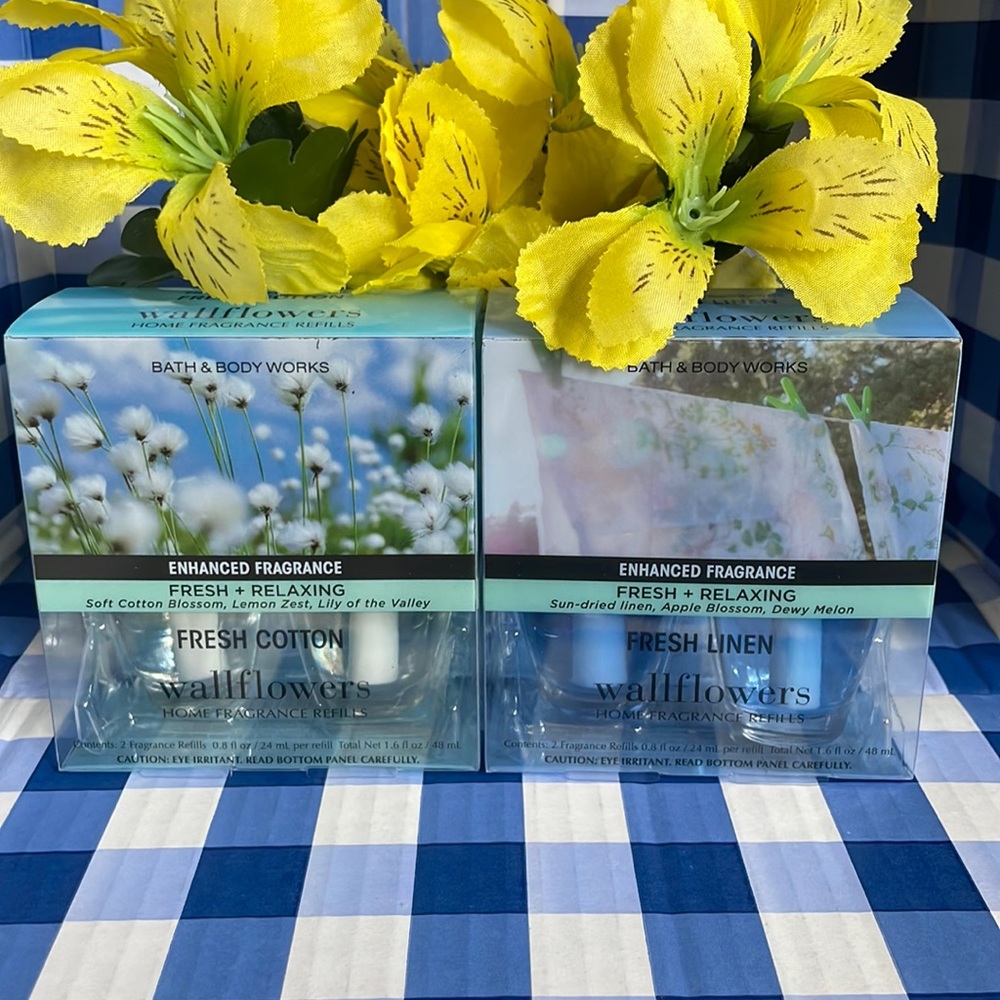 Bath & Body Works “Fresh Cotton” & “Fresh Linen”Wallflower Refills X4